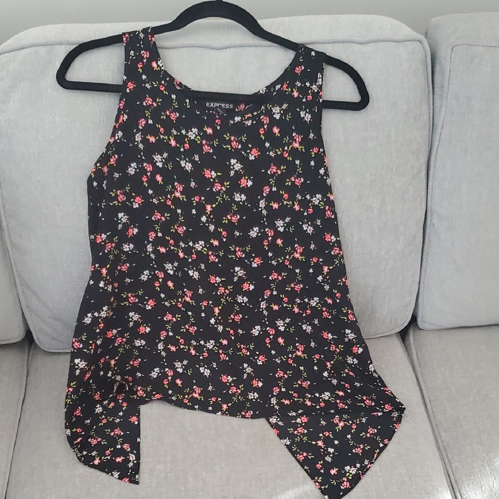 Express Black And Floral Tank Top